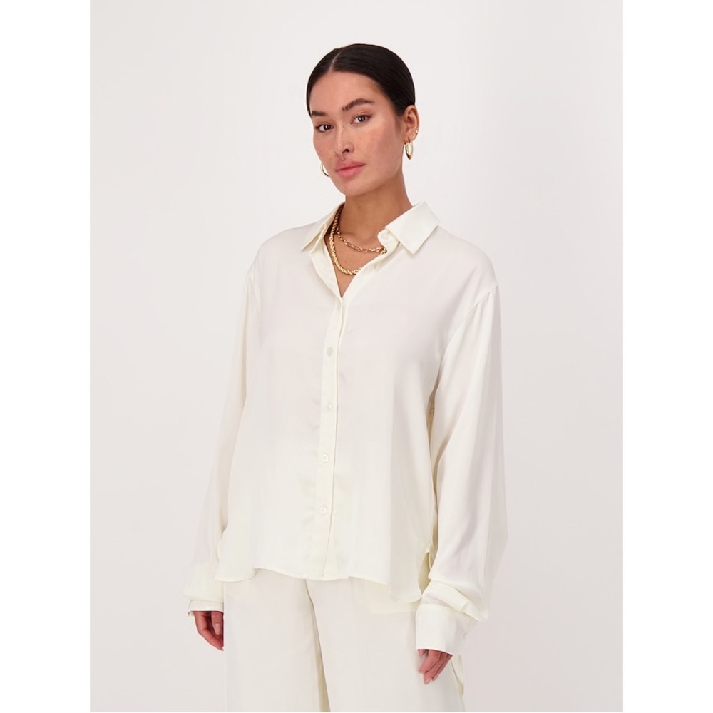 Amanda Maria Ivory lightweight Satin Oversized Blouse